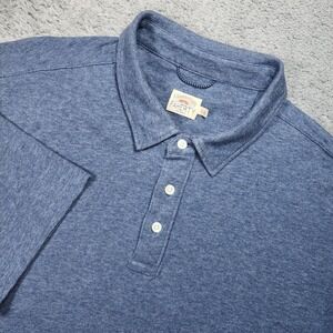 Faherty Movement Polo Shirt Mens XL Blue Heathered Short Sleeve Stretch Casual